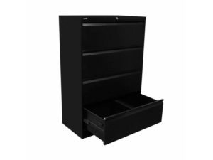 4 Drawer Lateral Filing Cabinet - Black